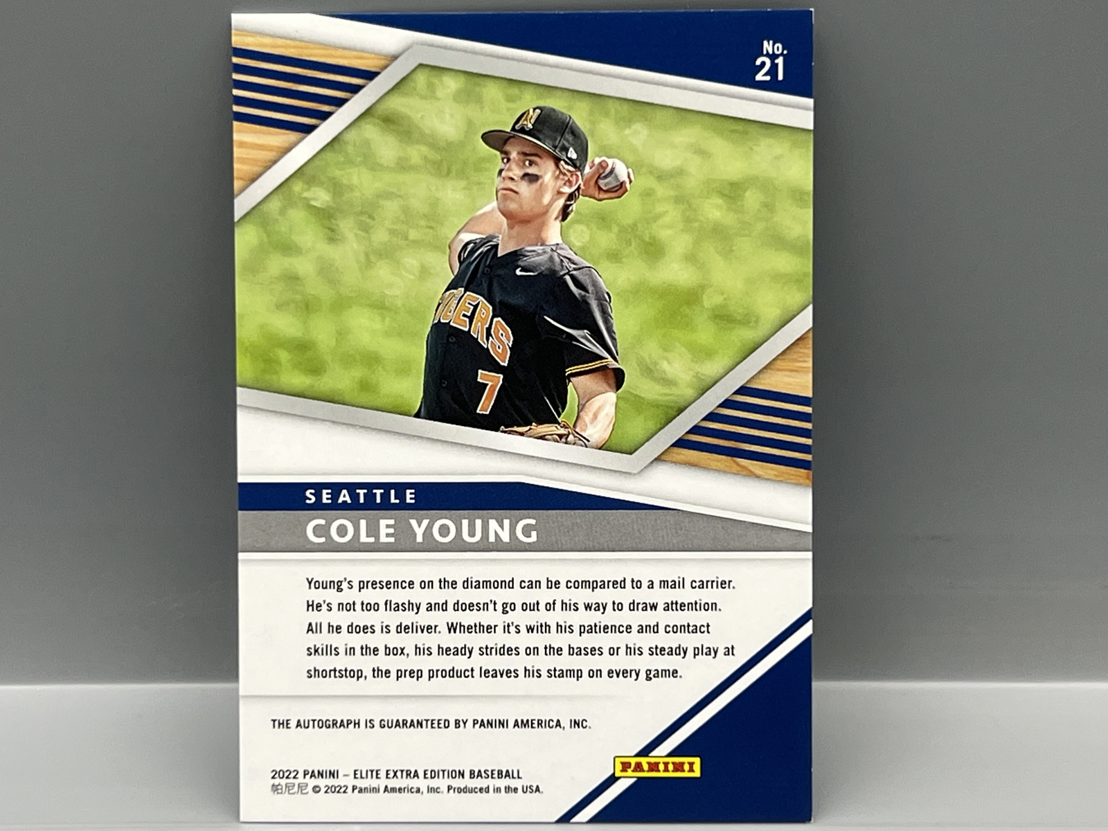 2022 Panini Elite Extra Edition Cole Young Prospect/RC Auto #21