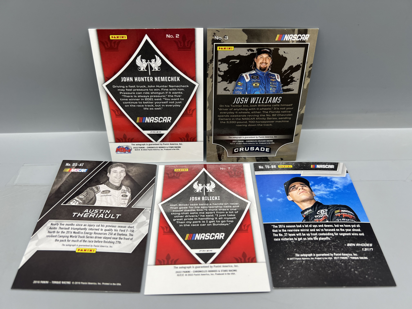 (5) Nascar Racing Pack Pulled Auto Cards