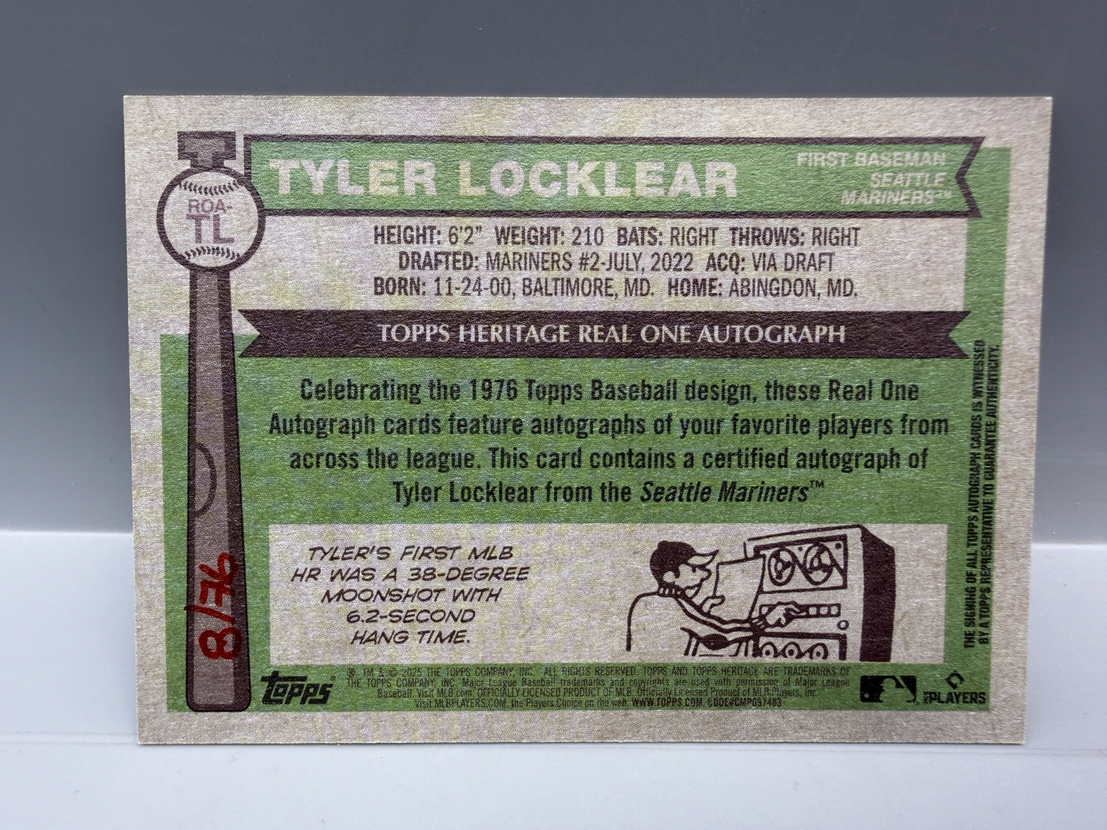 2025 Topps Heritage Tyler Locklear Red Ink Auto RC #/76