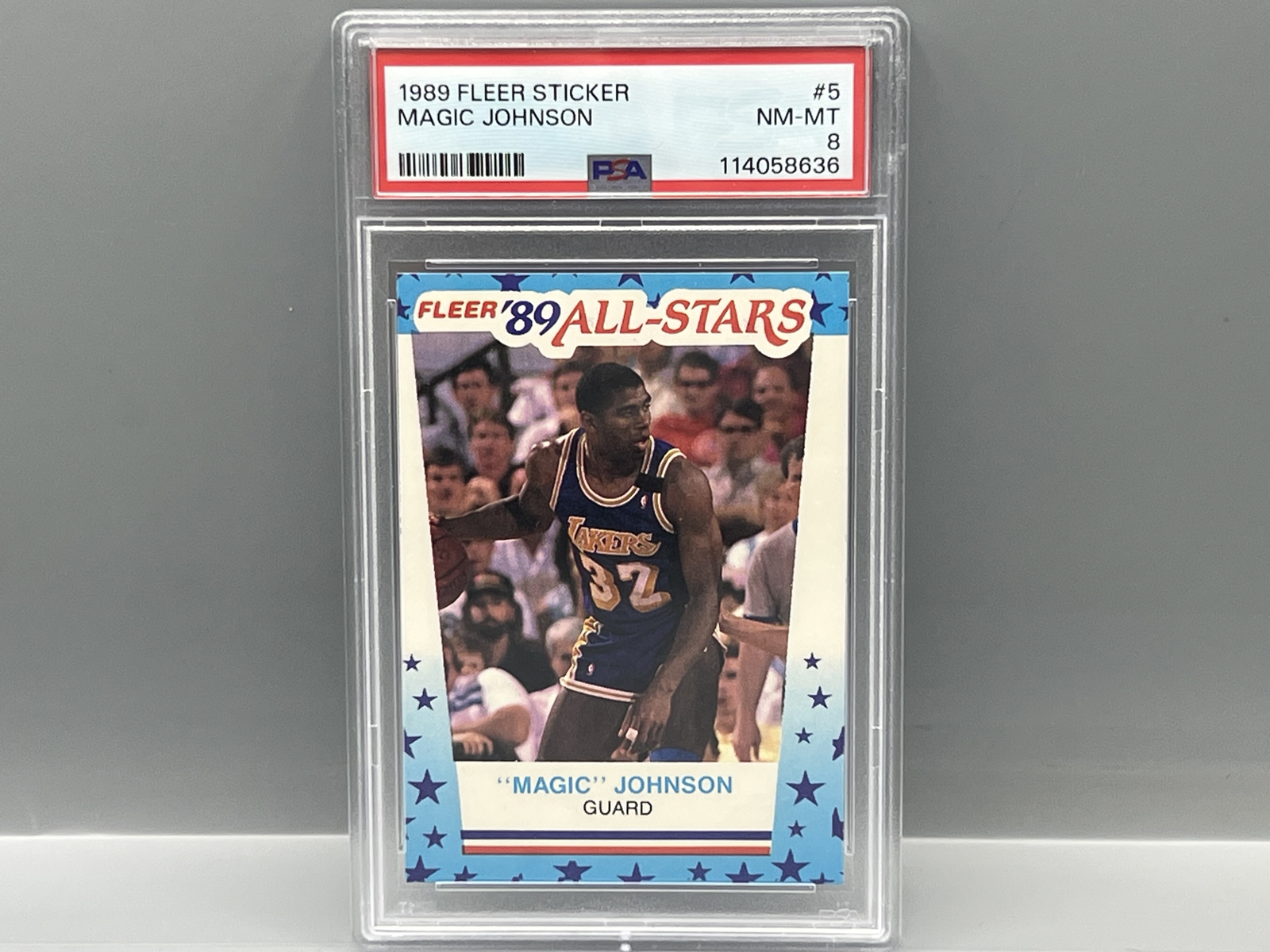 1989 Fleer Magic Johnson Sticker #5 PSA NM-MT 8