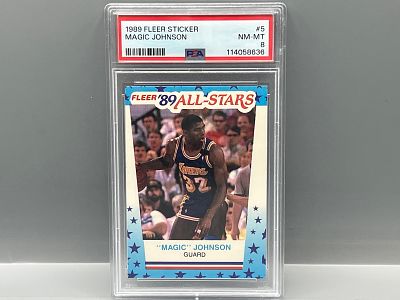 1989 Fleer Magic Johnson Sticker #5 PSA NM-MT 8