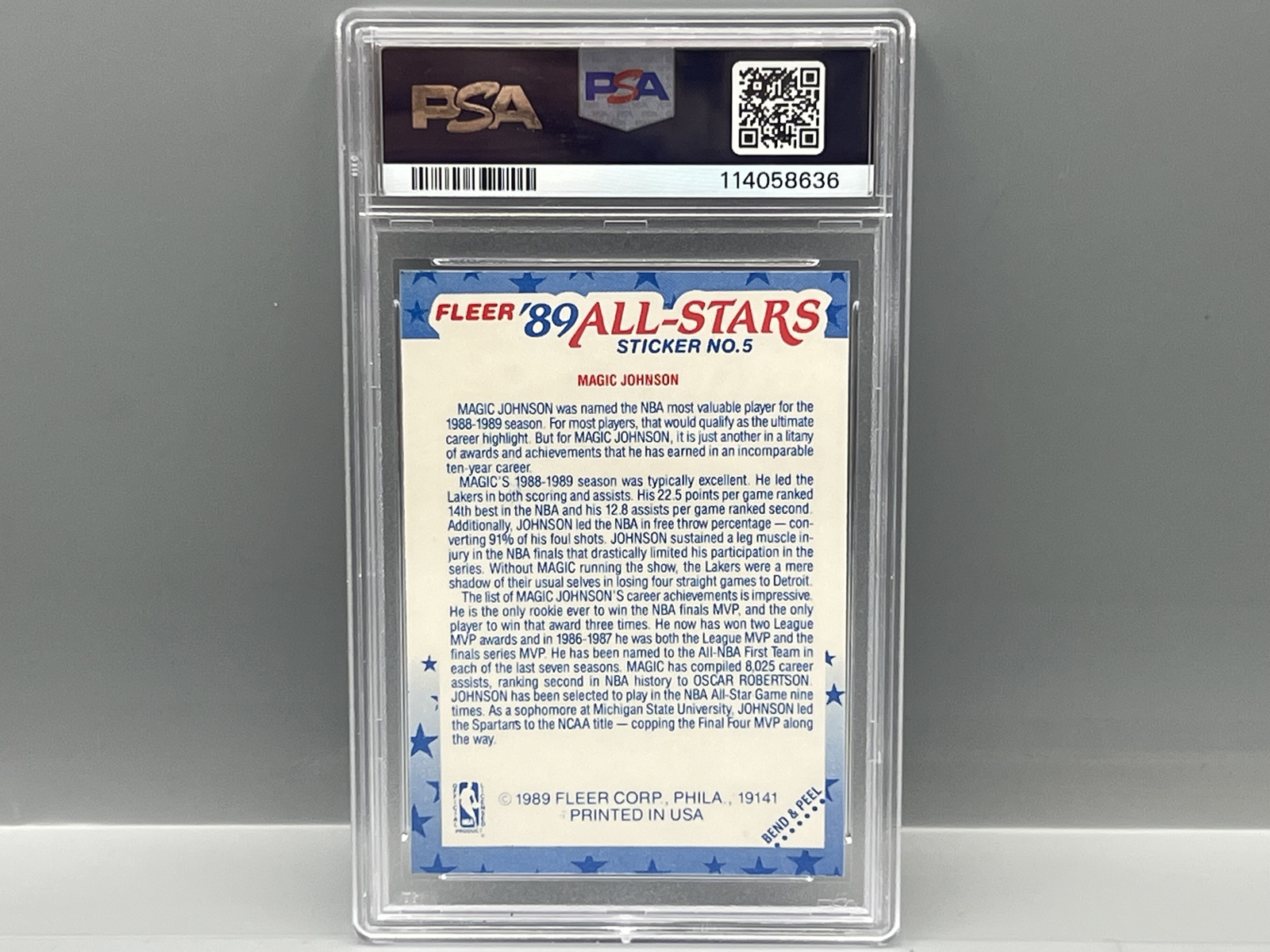 1989 Fleer Magic Johnson Sticker #5 PSA NM-MT 8