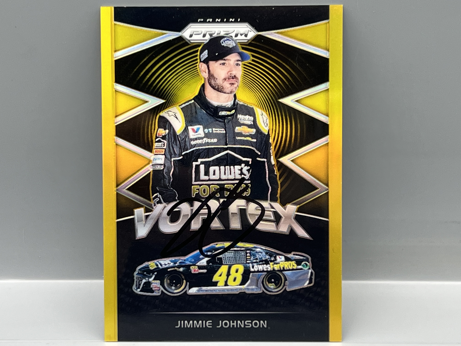 2018 Panini Prizm Racing Jimmie Johnson Vortex Gold Prizm #05/10 - In Person Auto - No COA