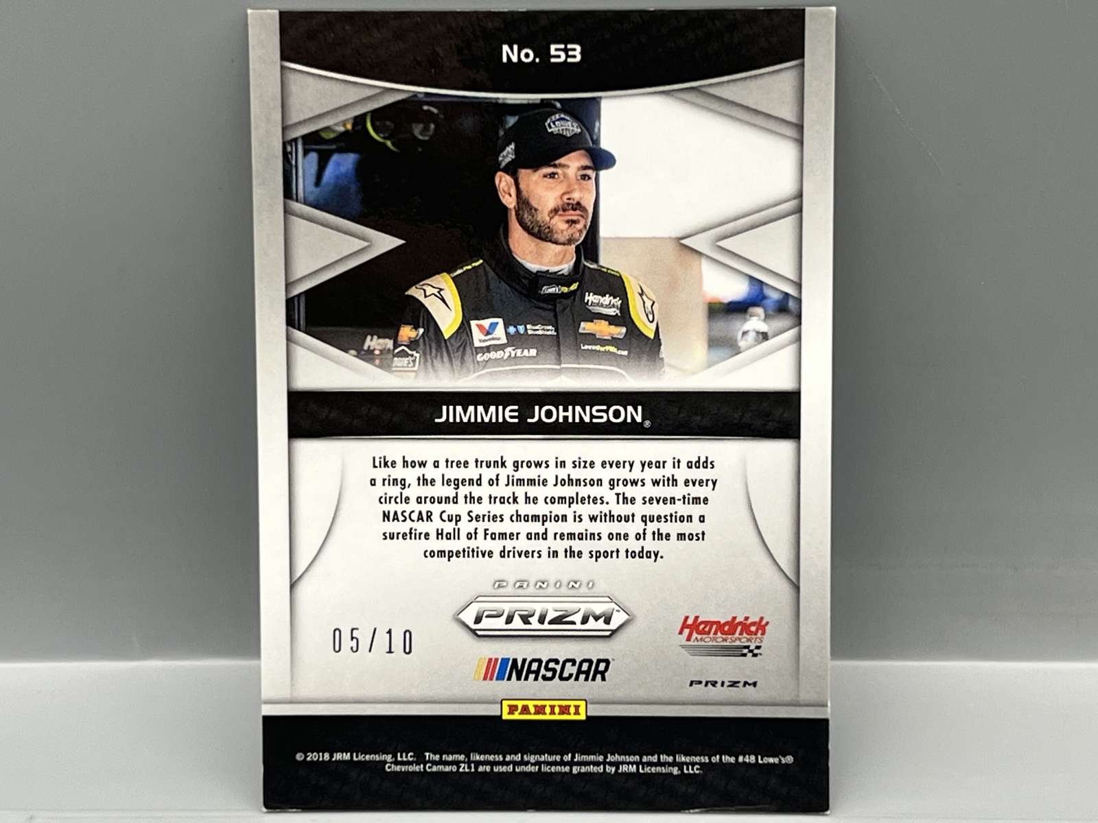 2018 Panini Prizm Racing Jimmie Johnson Vortex Gold Prizm #05/10 - In Person Auto - No COA