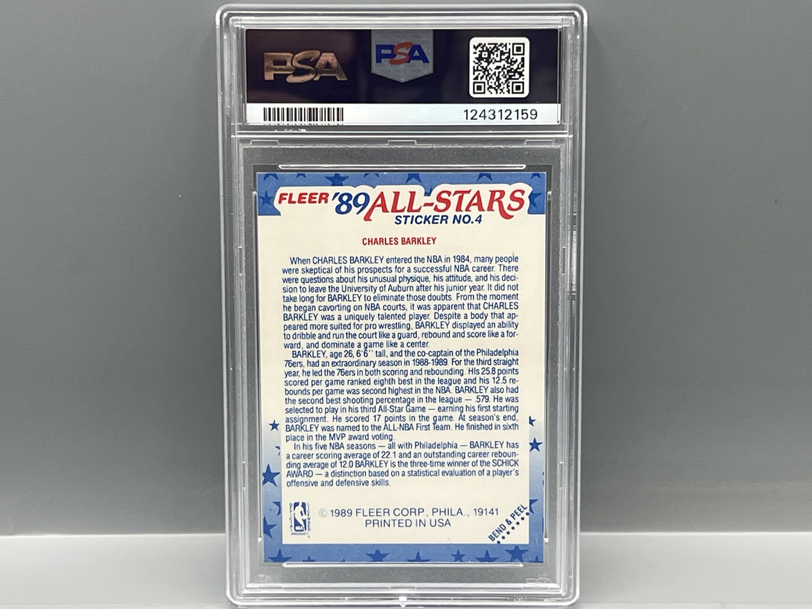1989 Fleer Charles Barkley Sticker #4 PSA NM-MT 8