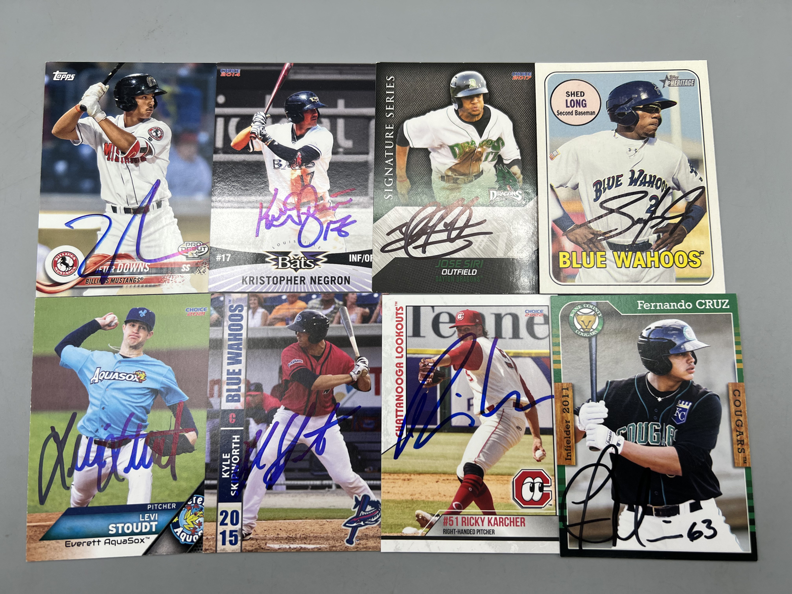 (8) Minor League Baseball In Person Auto Cards - No COAs