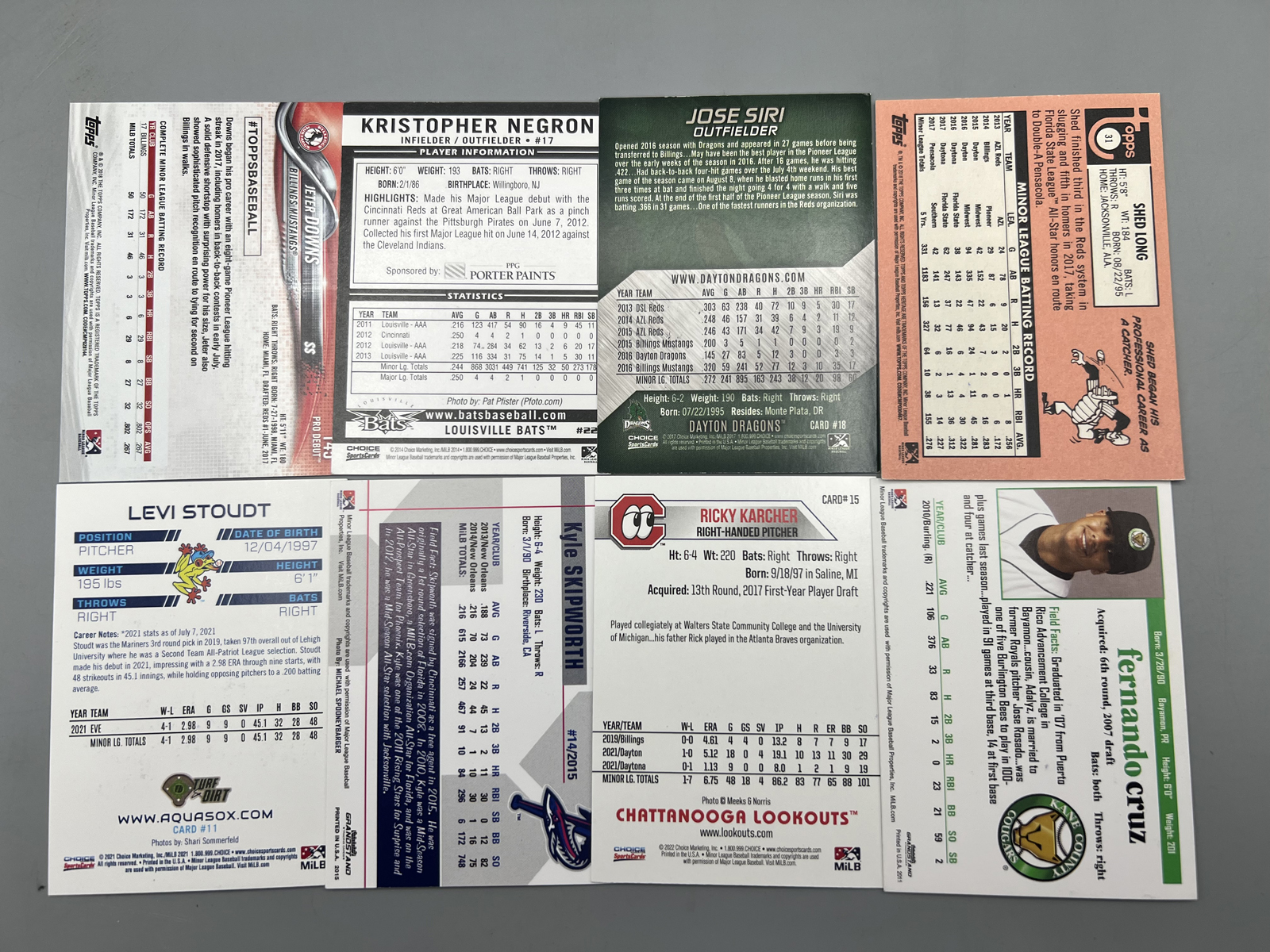 (8) Minor League Baseball In Person Auto Cards - No COAs