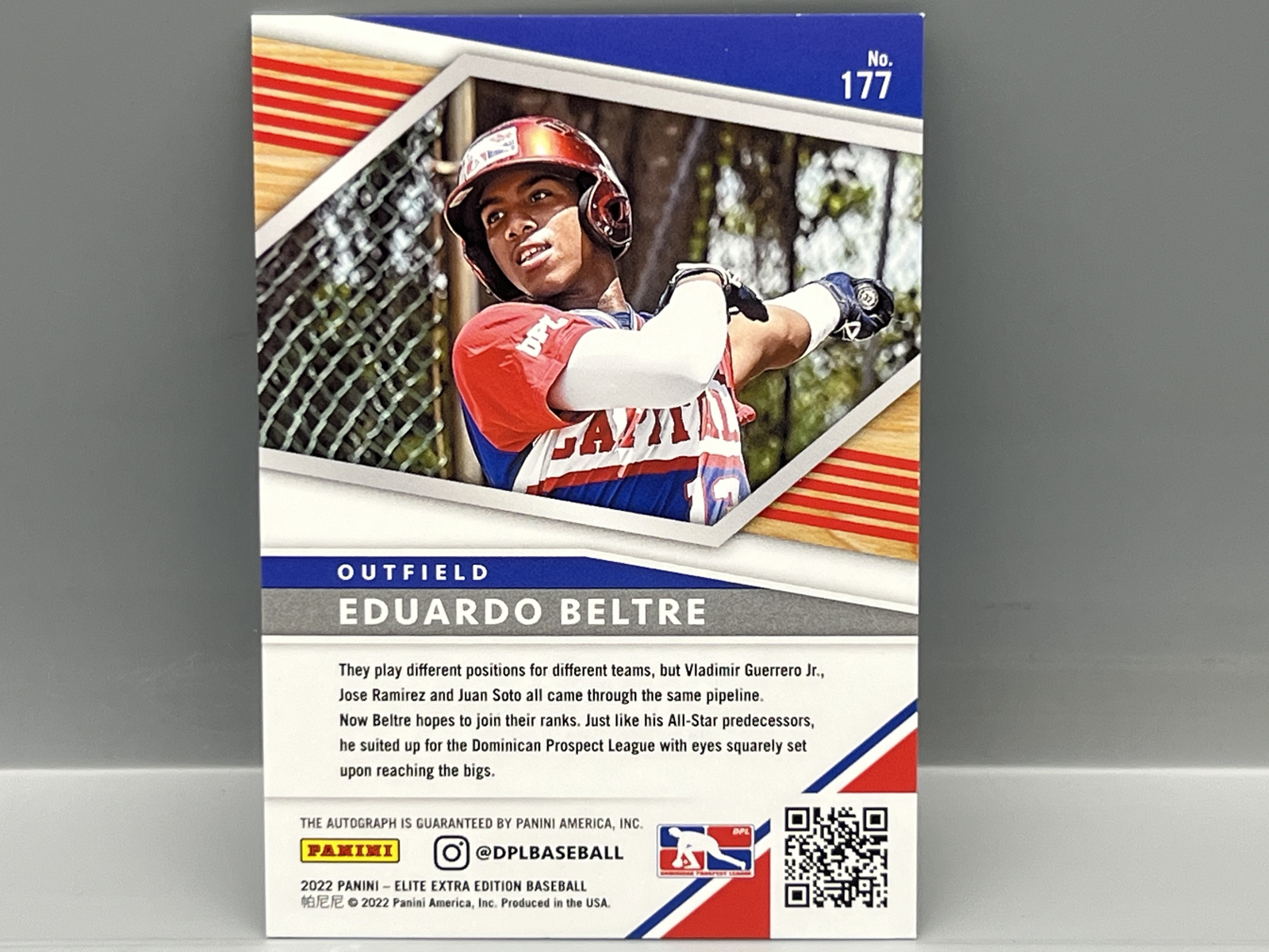 2022 Panini Elite Extra Edition Eduardo Beltre Prospect/RC Auto #177