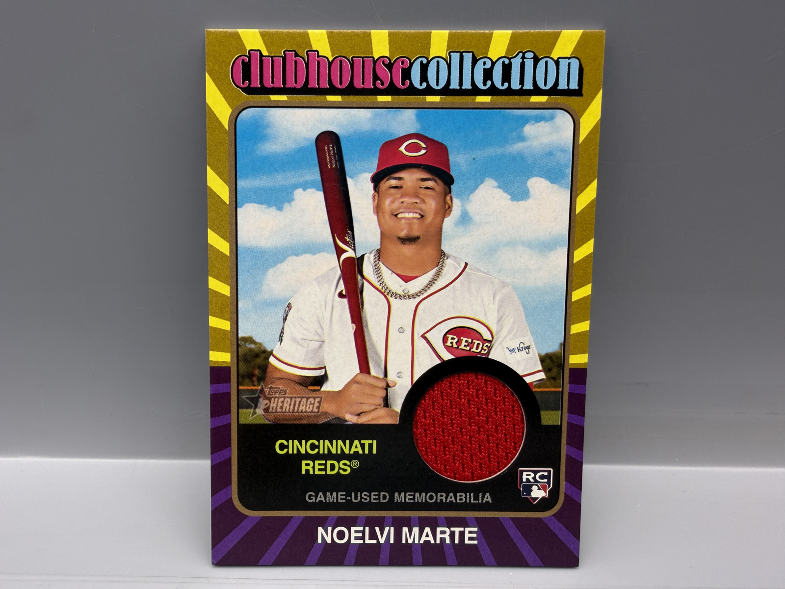 2024 Topps Heritage Noelvi Marte Clubhouse Collection Game Used Relic RC - Gold Parallel #43/99