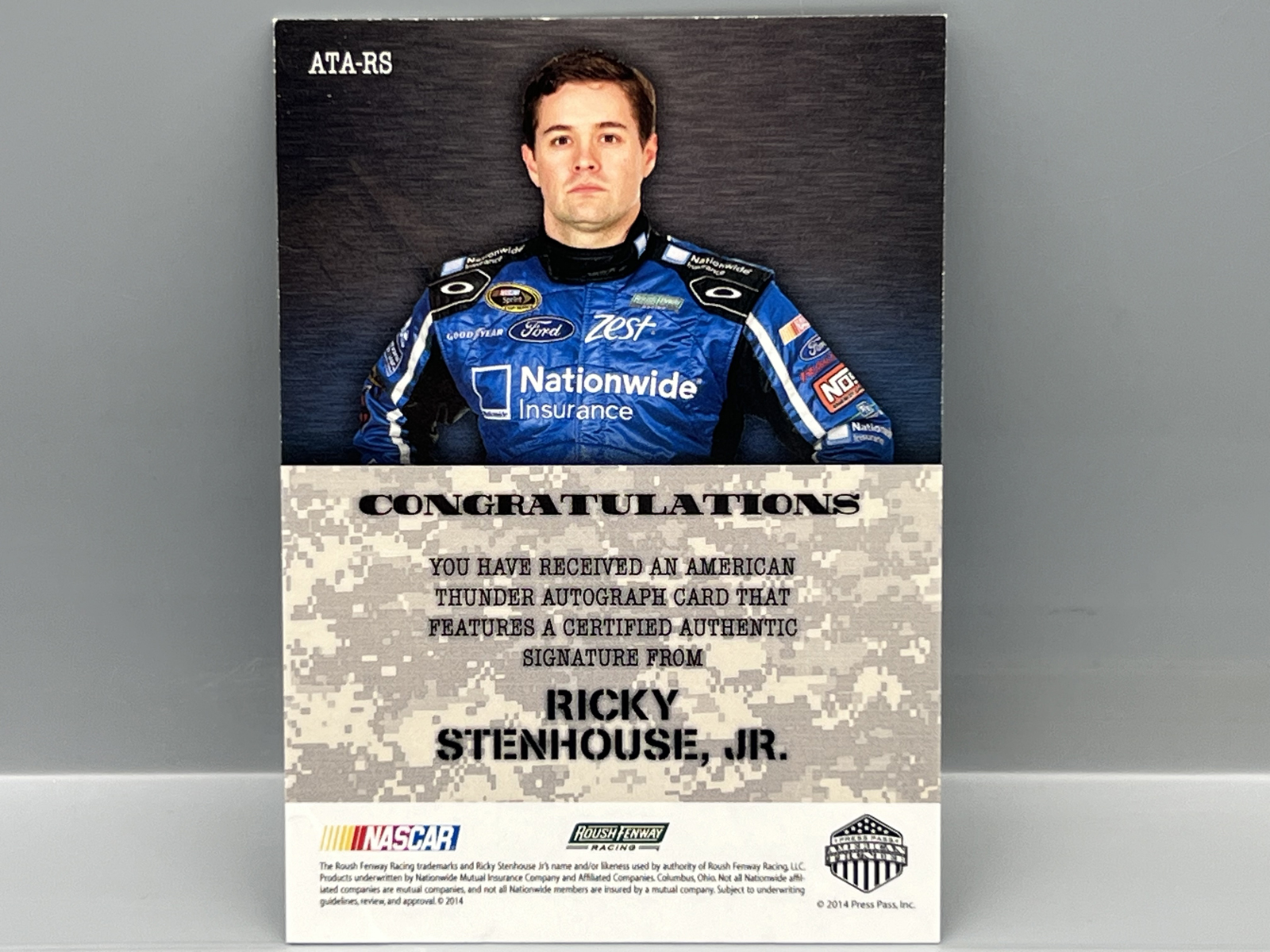 2014 Press Pass Racing Ricky Stenhouse Jr. American Thunder Blue Auto #/10