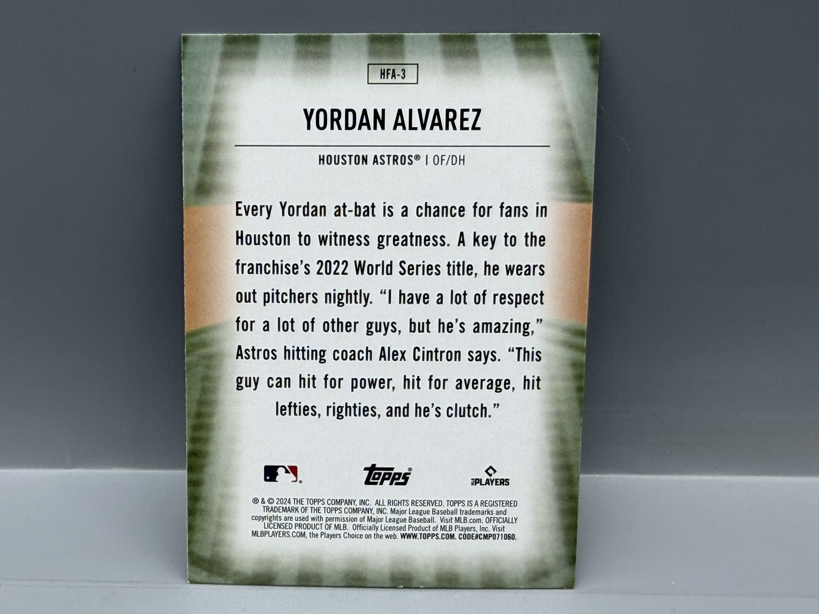2024 Topps Home Field Advantage Yordan Alvarez Insert
