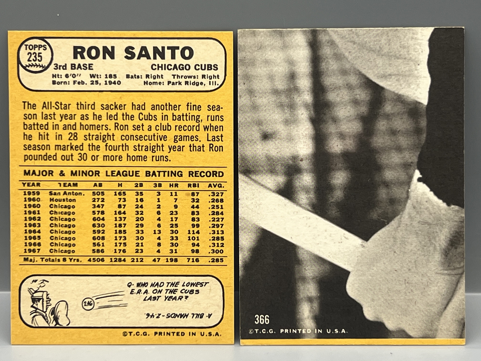 1968 Topps Ron Santo #235 & All Star #366