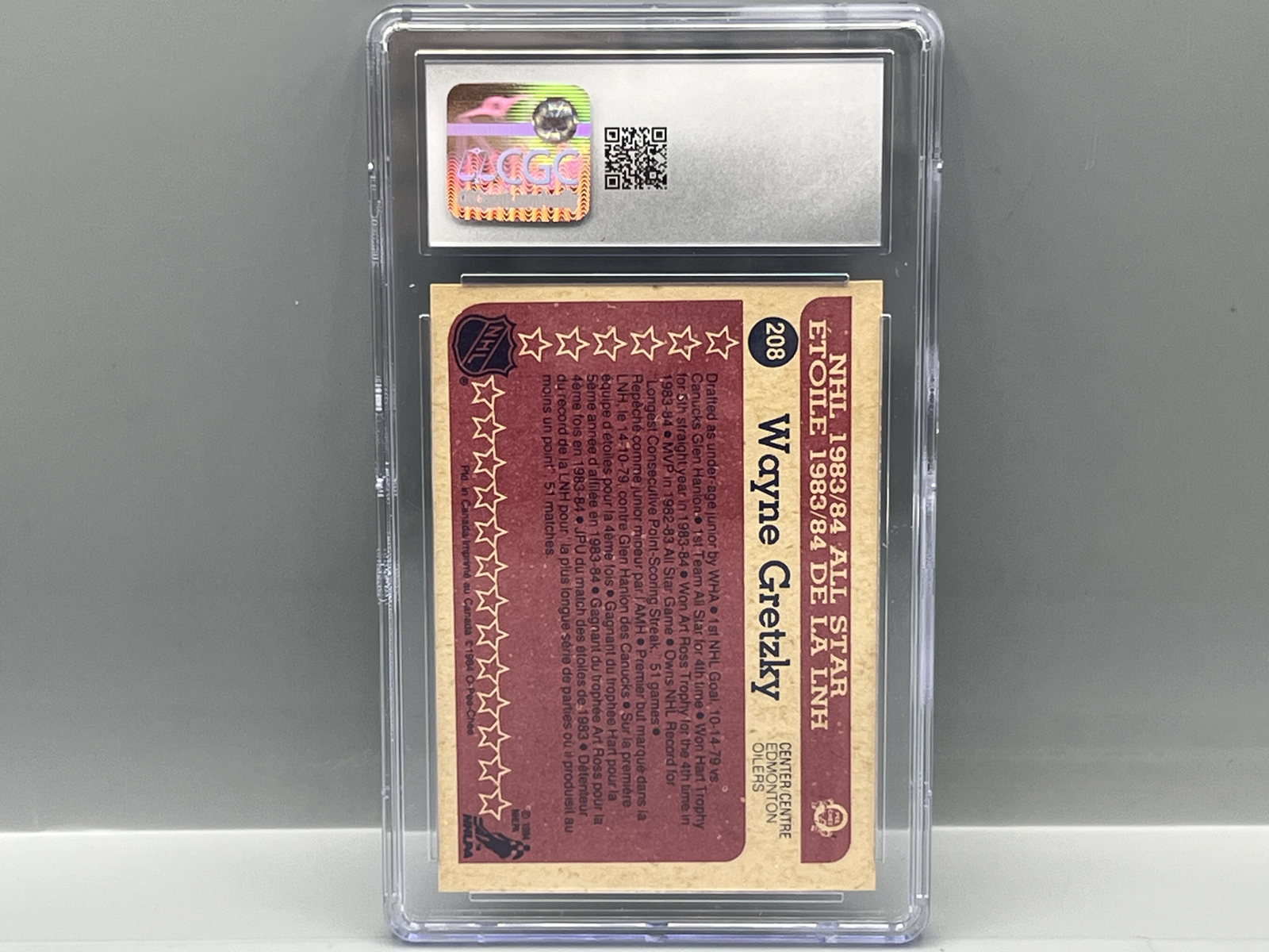 1984-85 O-Pee-Chee Wayne Gretzky All Star #208 CGC NM-MT 8