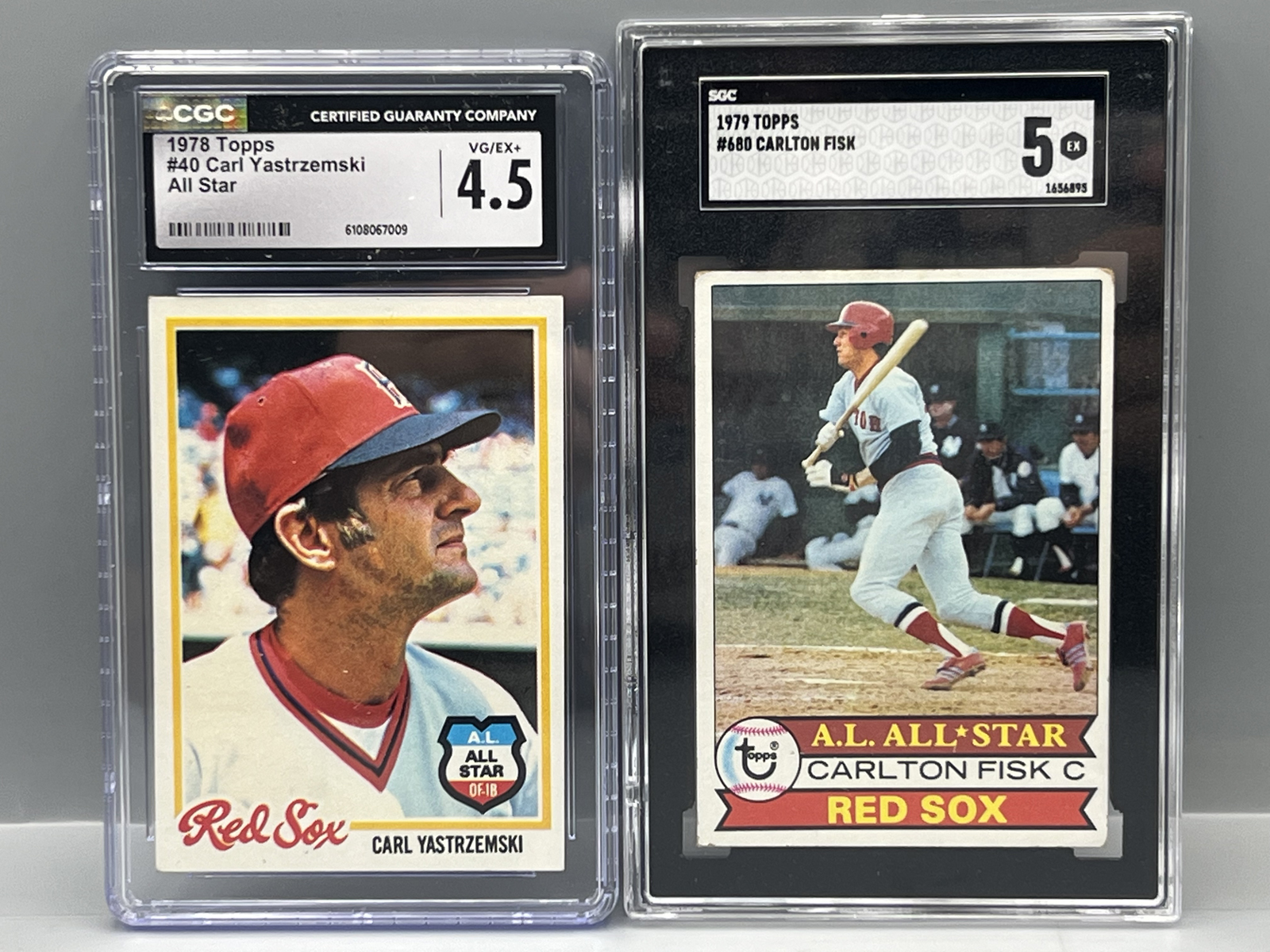 1978 Topps Carl Yastrzemski All Star #40 CGC VG-EX+ 4.5 & 1979 Topps Carlton Fisk #680 SGC EX 5