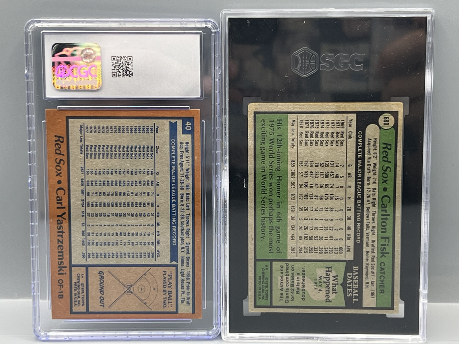 1978 Topps Carl Yastrzemski All Star #40 CGC VG-EX+ 4.5 & 1979 Topps Carlton Fisk #680 SGC EX 5