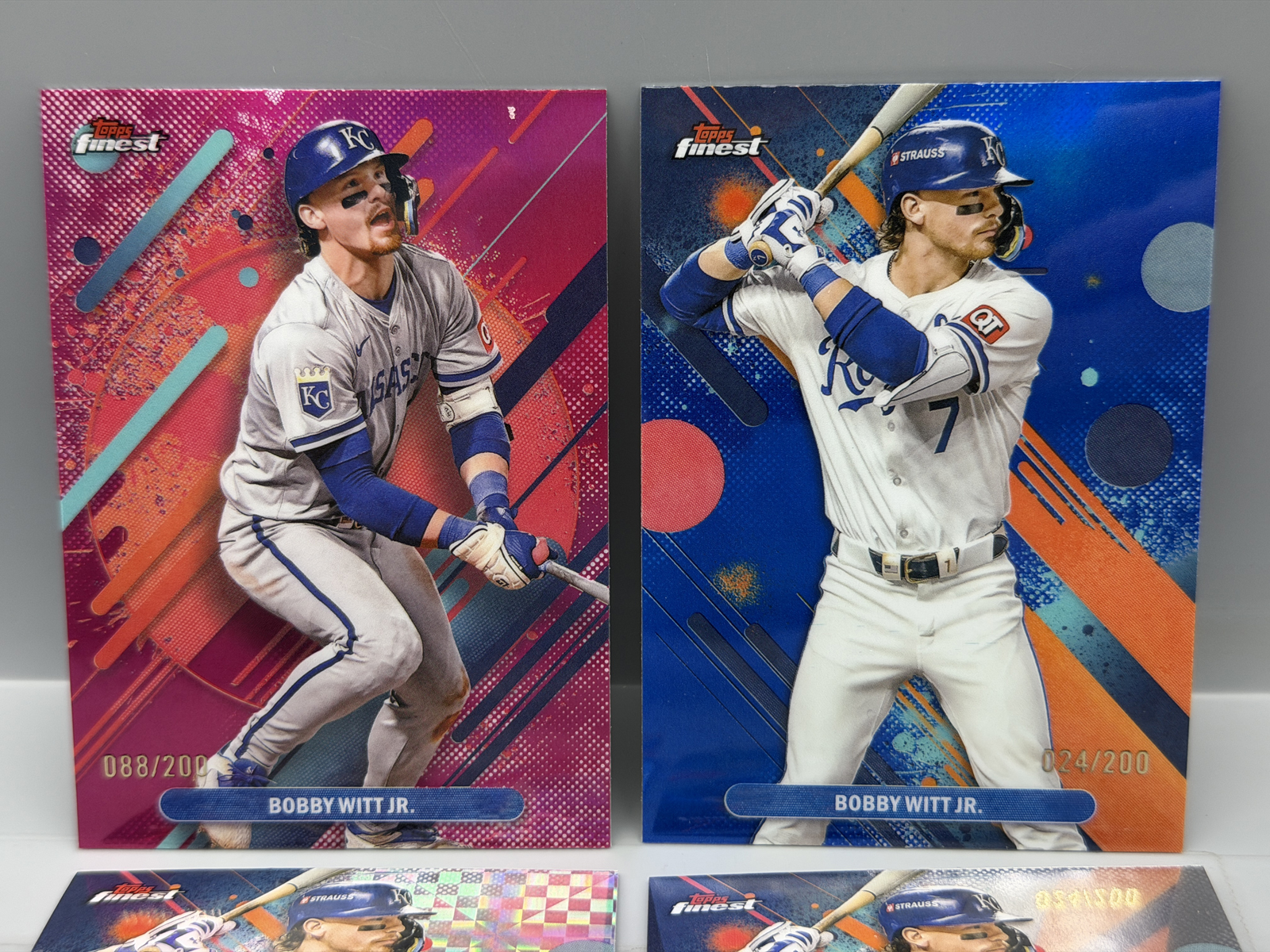 2024 Topps Finest Bobby Witt Jr Lot of 4 - Pink Rare #/200, Blue Common #/200