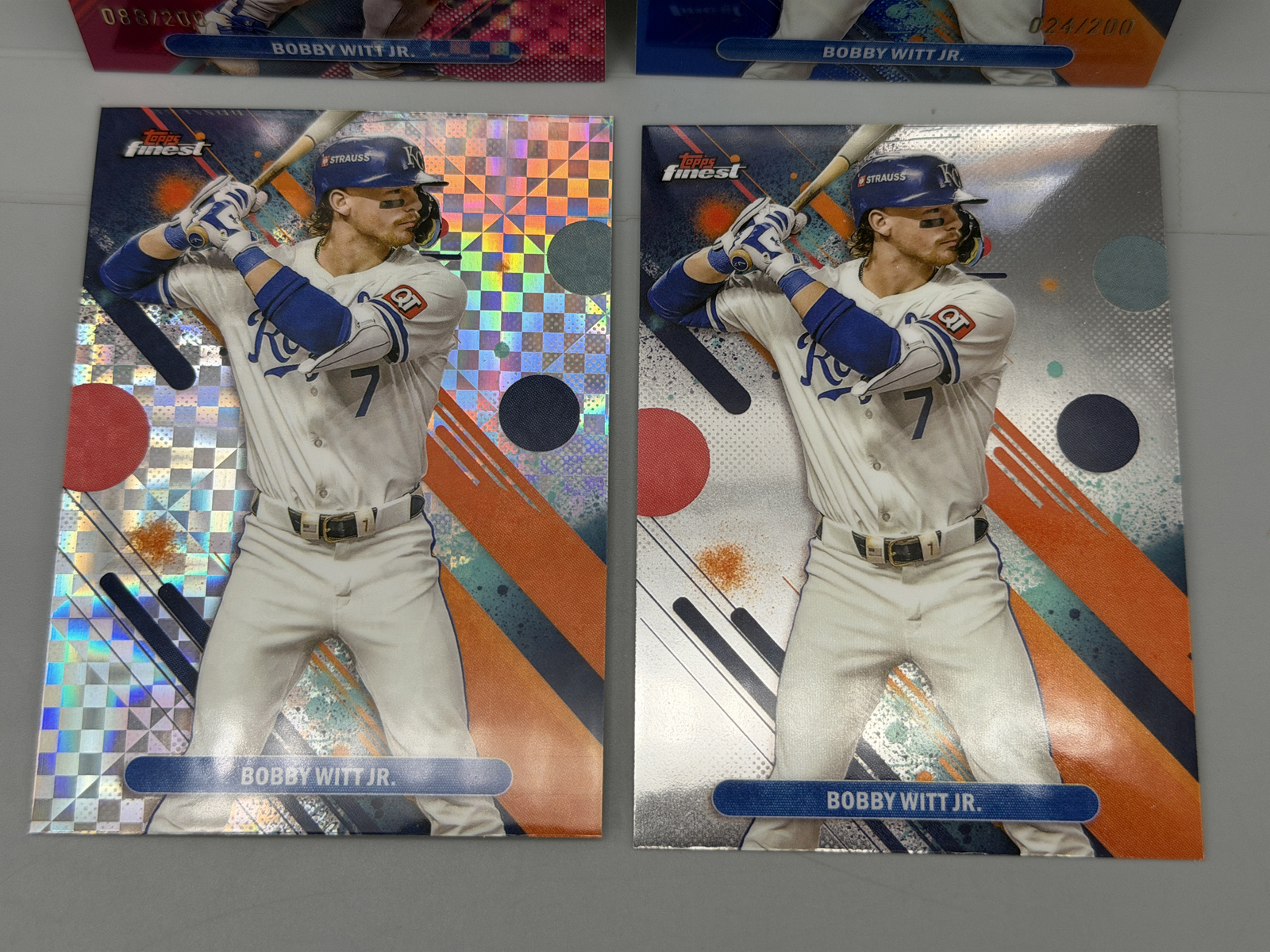 2024 Topps Finest Bobby Witt Jr Lot of 4 - Pink Rare #/200, Blue Common #/200