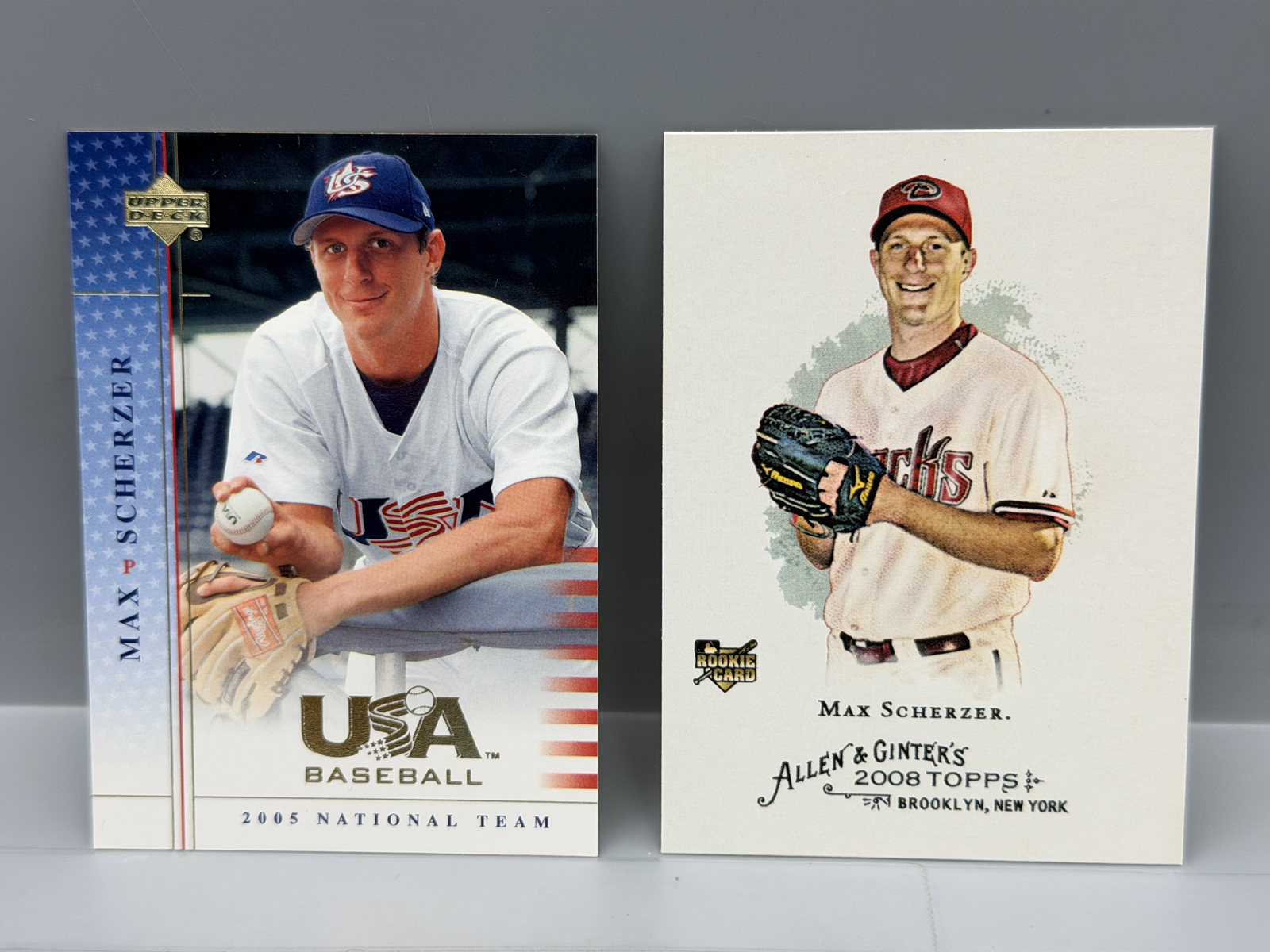 Max Scherzer RC Lot of 2 - 2005 Upper Deck USA Baseball Prospect, 2008 Topps Allen & Ginter RC