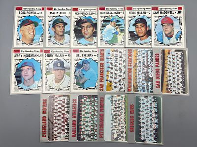 (16) 1970 Topps Baseball All Star & Team Cards - Varying Conditions