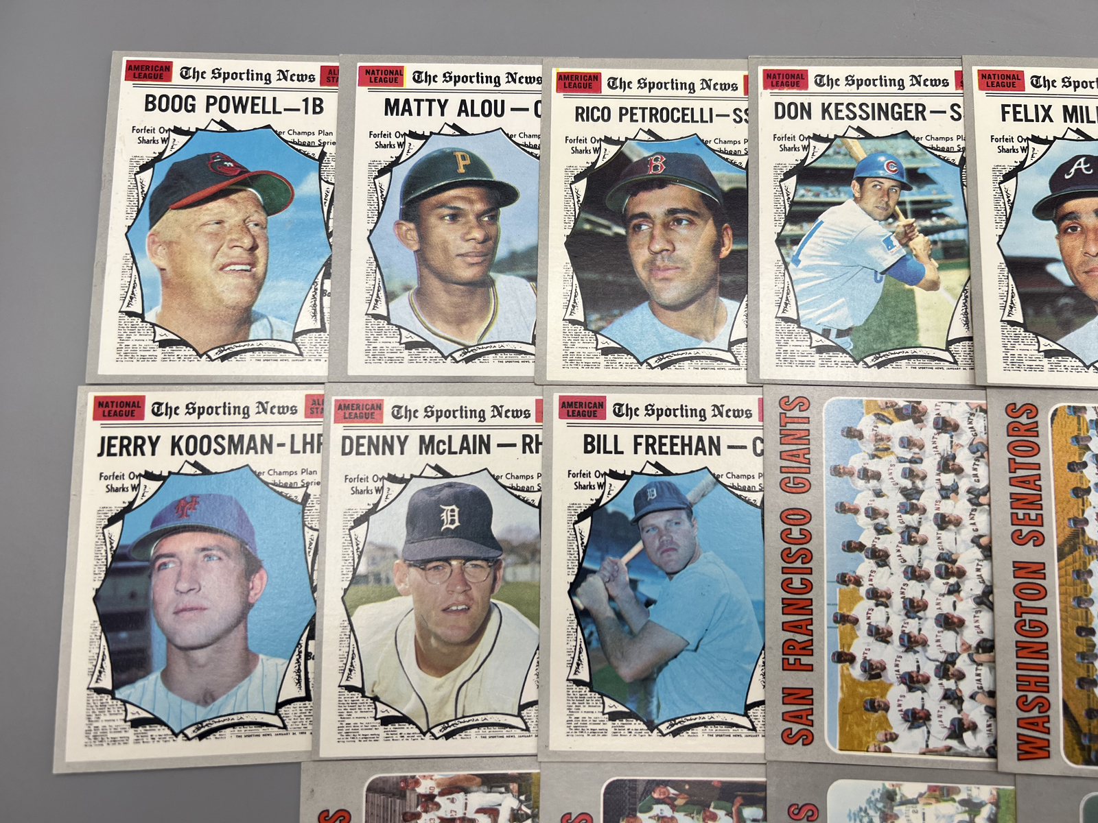 (16) 1970 Topps Baseball All Star & Team Cards - Varying Conditions