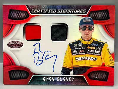 2018 Panini Certified Racing Ryan Blaney Certified Signatures Race Used Dual Relic Auto #/49