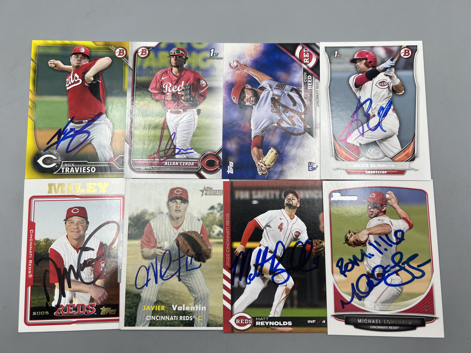 (8) Cincinnati Reds Baseball In Person Auto Cards - No COAs