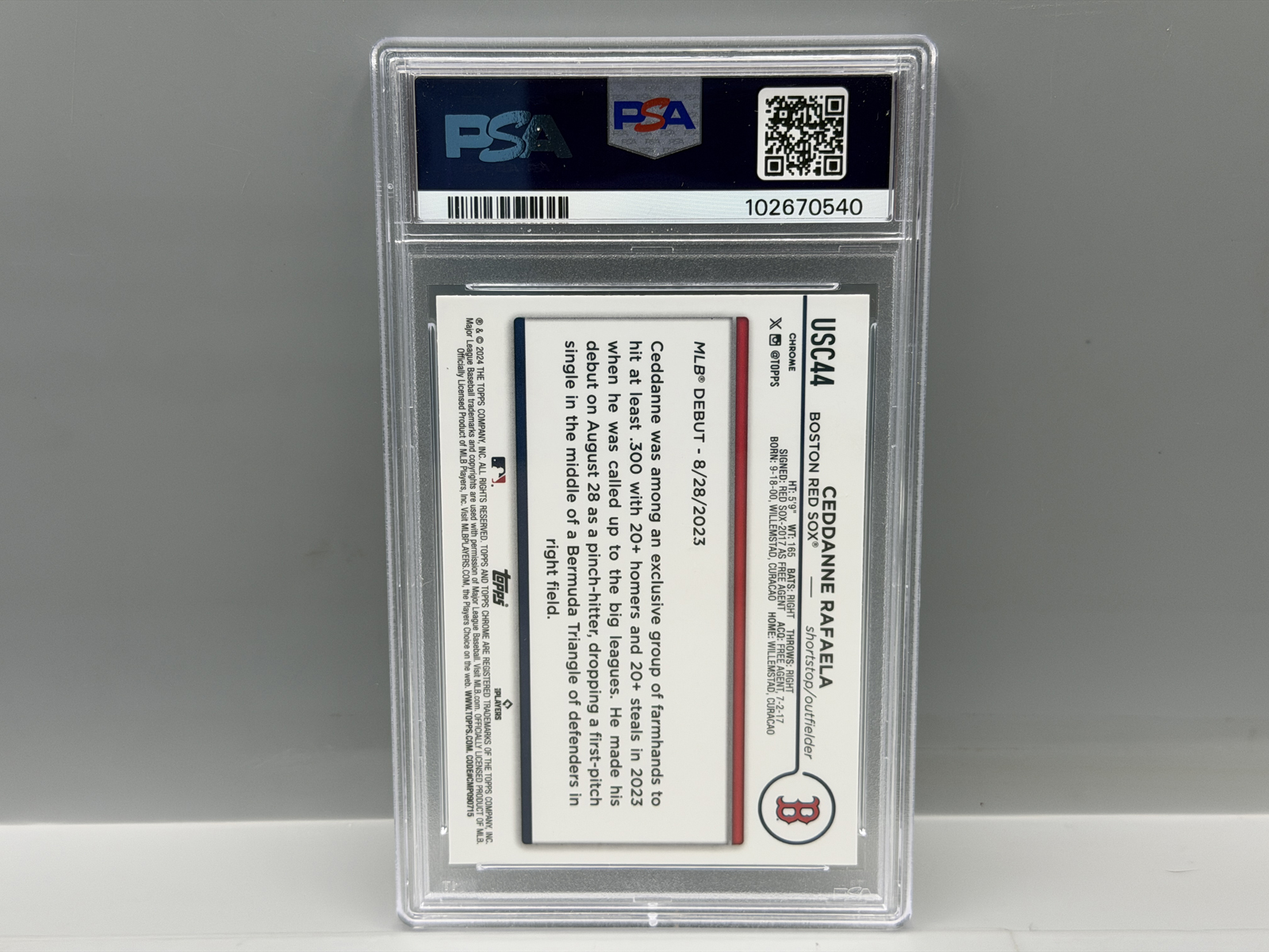 2024 Topps Chrome Update Ceddane Rafaela Green Refractor RC #/99 PSA Gem Mint 10