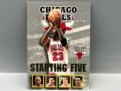 1996-97 Hoops Chicago Bulls Starting Five Insert W/ Michael Jordan #4
