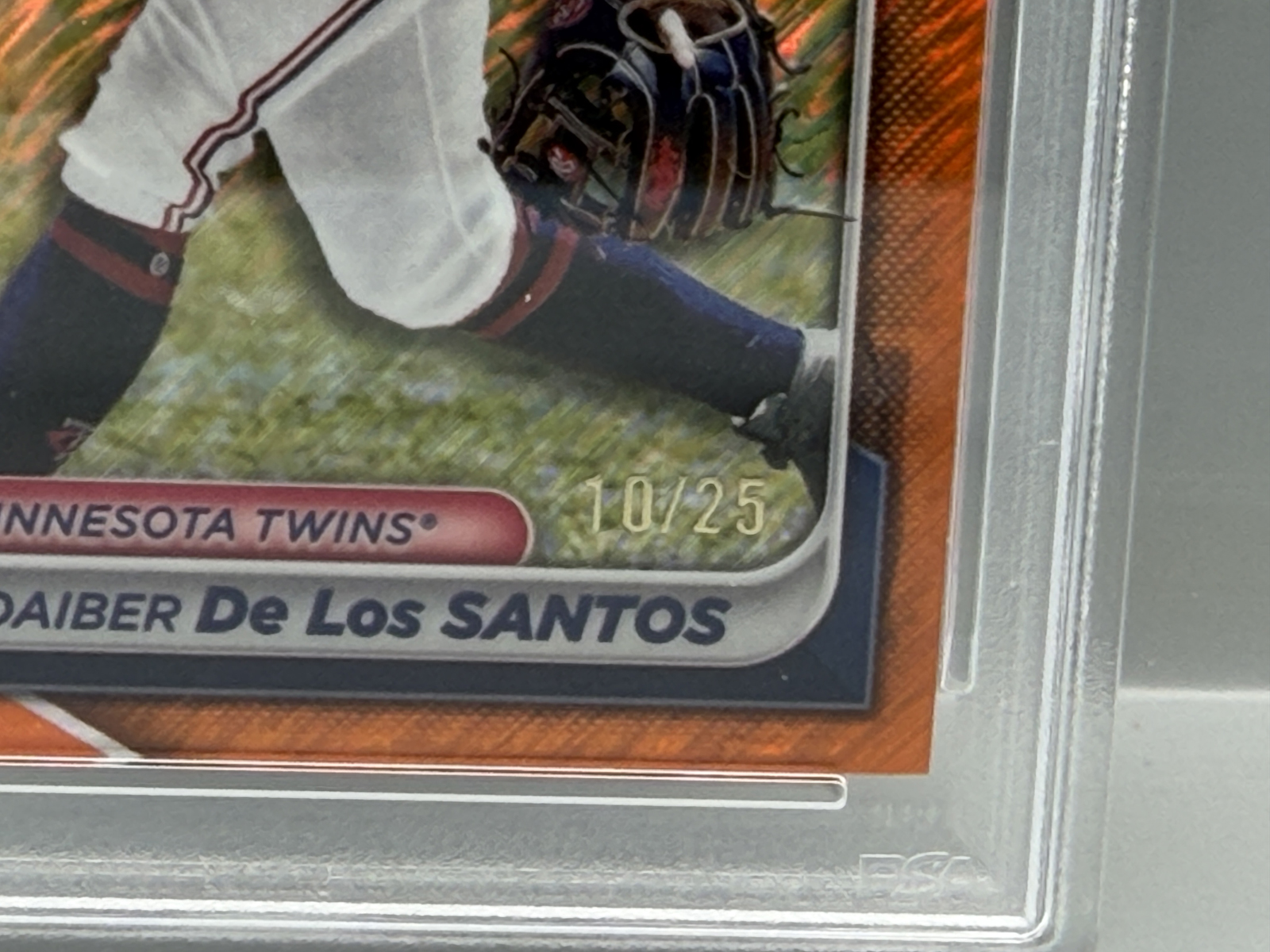 2024 Bowman Chrome Daiber De Los Santos Orange Shimmer 1st Bowman RC #10/25 PSA Gem Mint 10