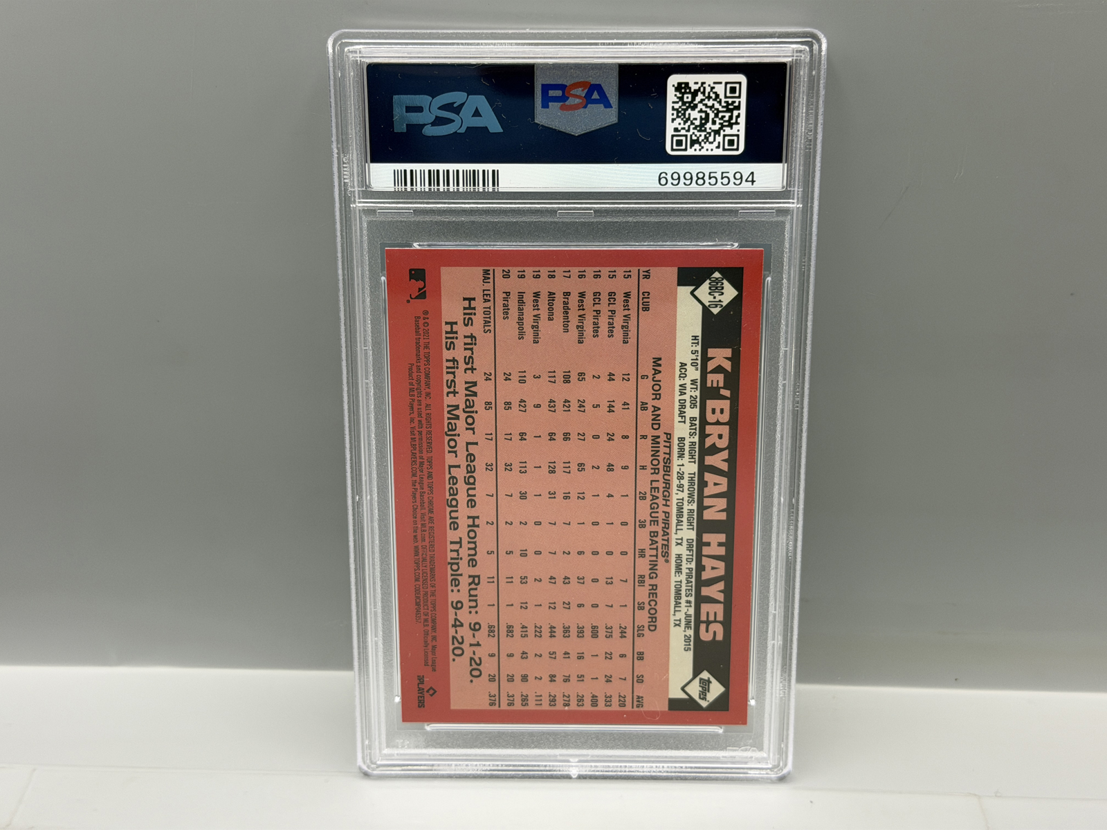 2021 Topps Chrome Ke'Bryan Hayes 1986 Topps RC PSA Gem Mint 10