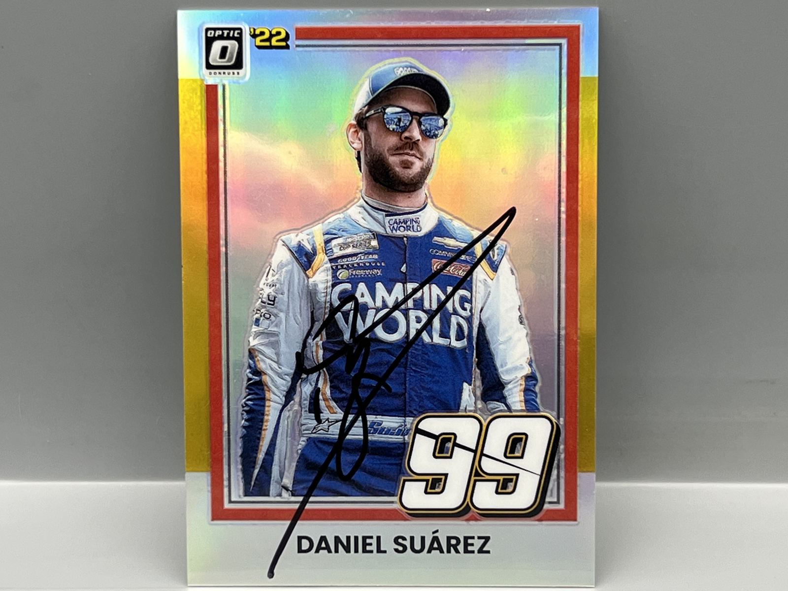 2022 Panini Donruss Optic Racing Daniel Suarez Gold Prizm #/10 - In Person Auto - No COA