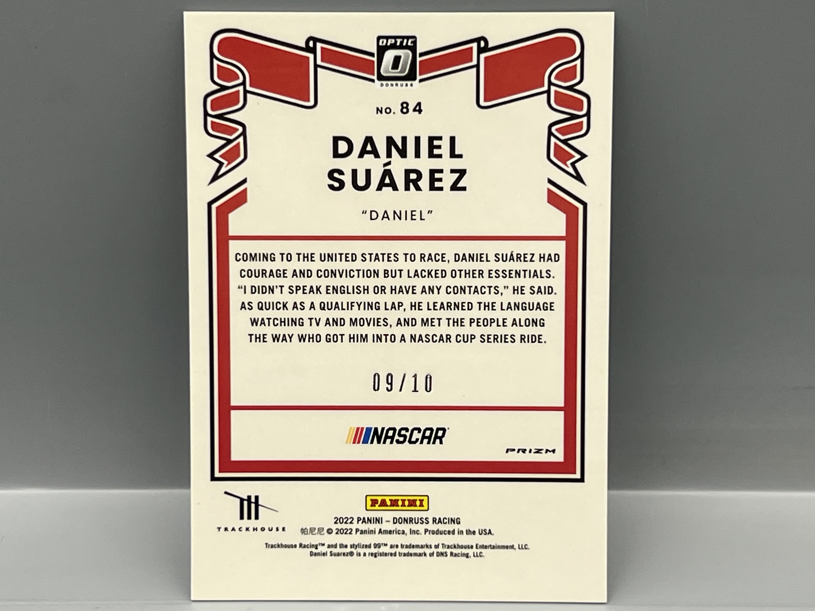 2022 Panini Donruss Optic Racing Daniel Suarez Gold Prizm #/10 - In Person Auto - No COA