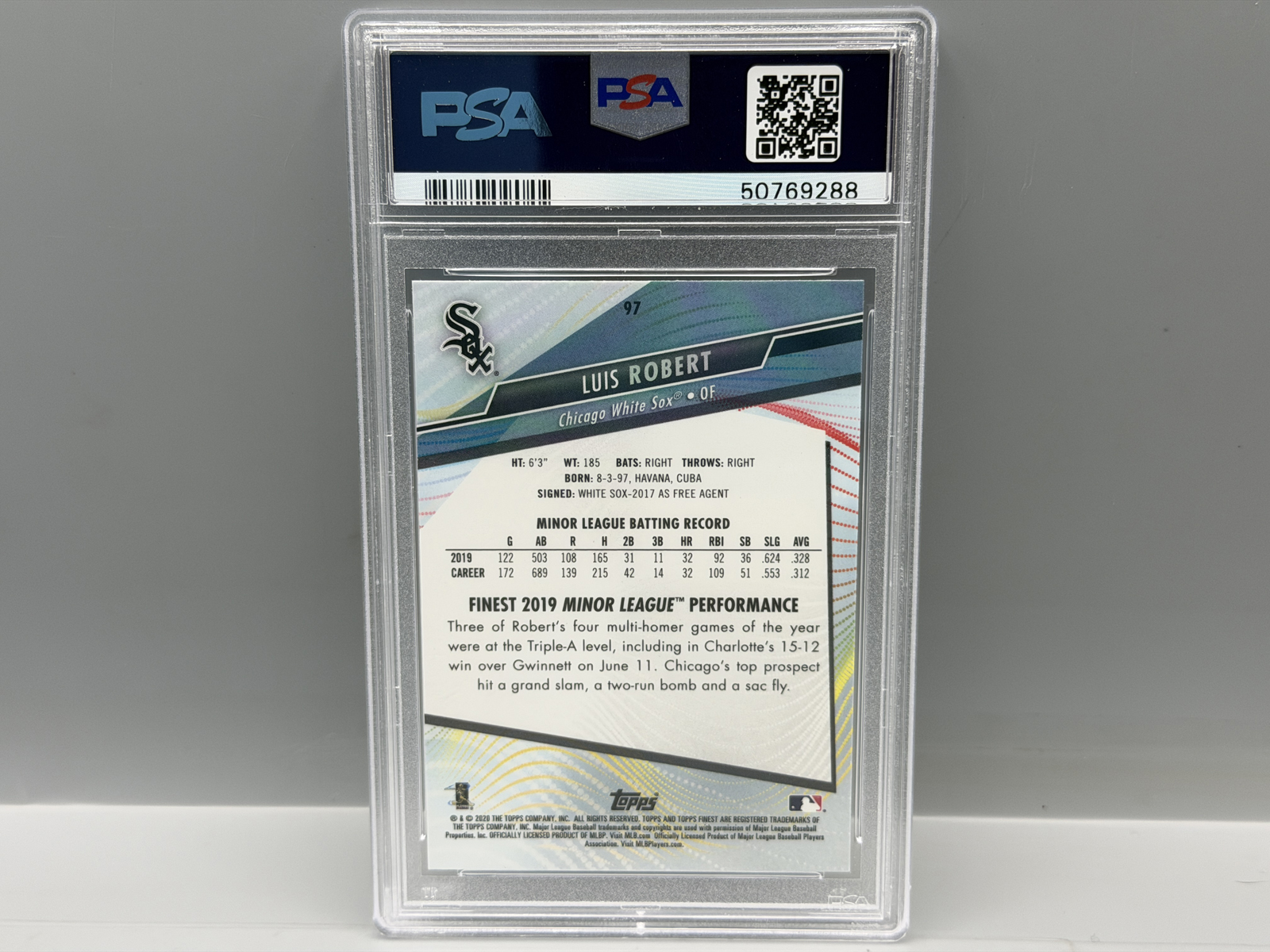 2020 Topps Finest Luis Robert RC #97 PSA Gem Mint 10