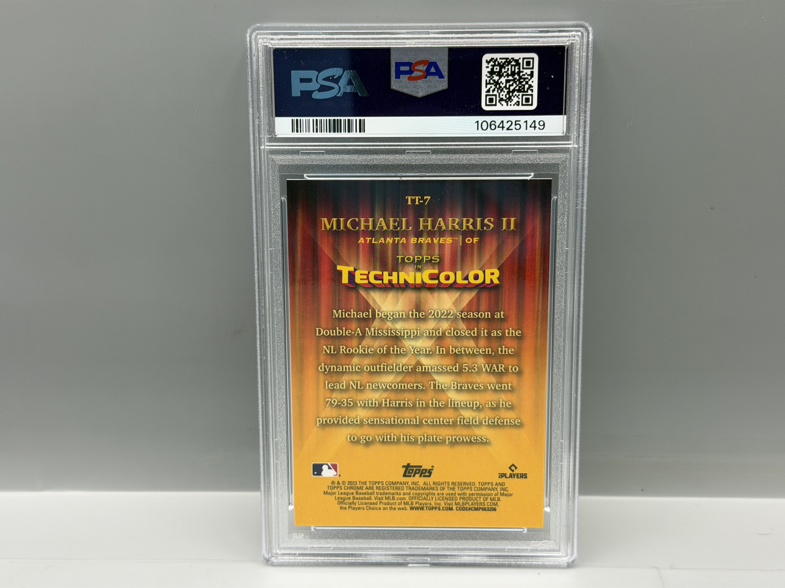 2023 Topps Chrome Michael Harris II Technicolor Gold Refractor Insert RC #30/50 PSA Gem Mint 10