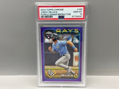 2024 Topps Chrome Jonny DeLuca #163 Purple Sonar Refractor RC #139/275 PSA Gem Mint 10