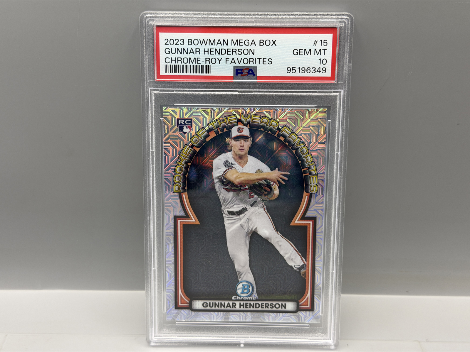 2023 Bowman Chrome Gunnar Henderson ROY Favorites Mega Mojo Refractor RC #15 PSA Gem Mint 10