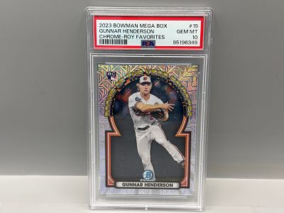 2023 Bowman Chrome Gunnar Henderson ROY Favorites Mega Mojo Refractor RC #15 PSA Gem Mint 10