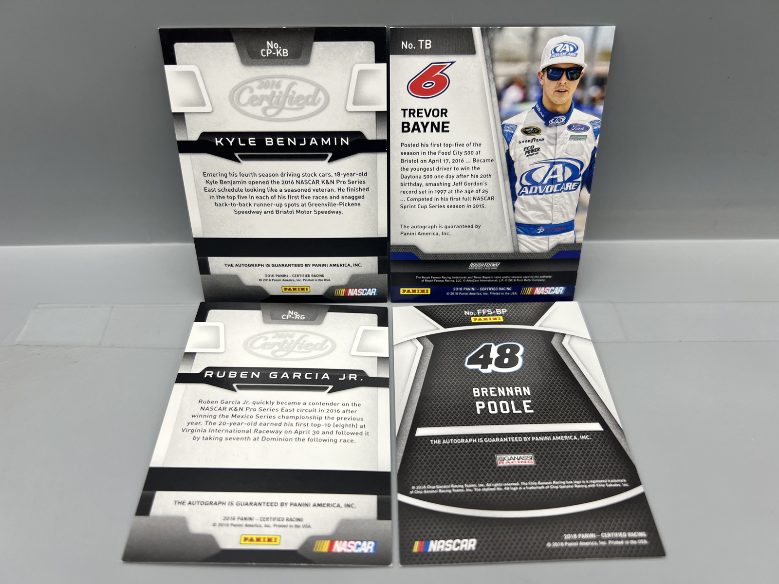 (4) Nascar Racing Pack Pulled Serial Numbered Auto Cards - Kyle Benjamin #/20