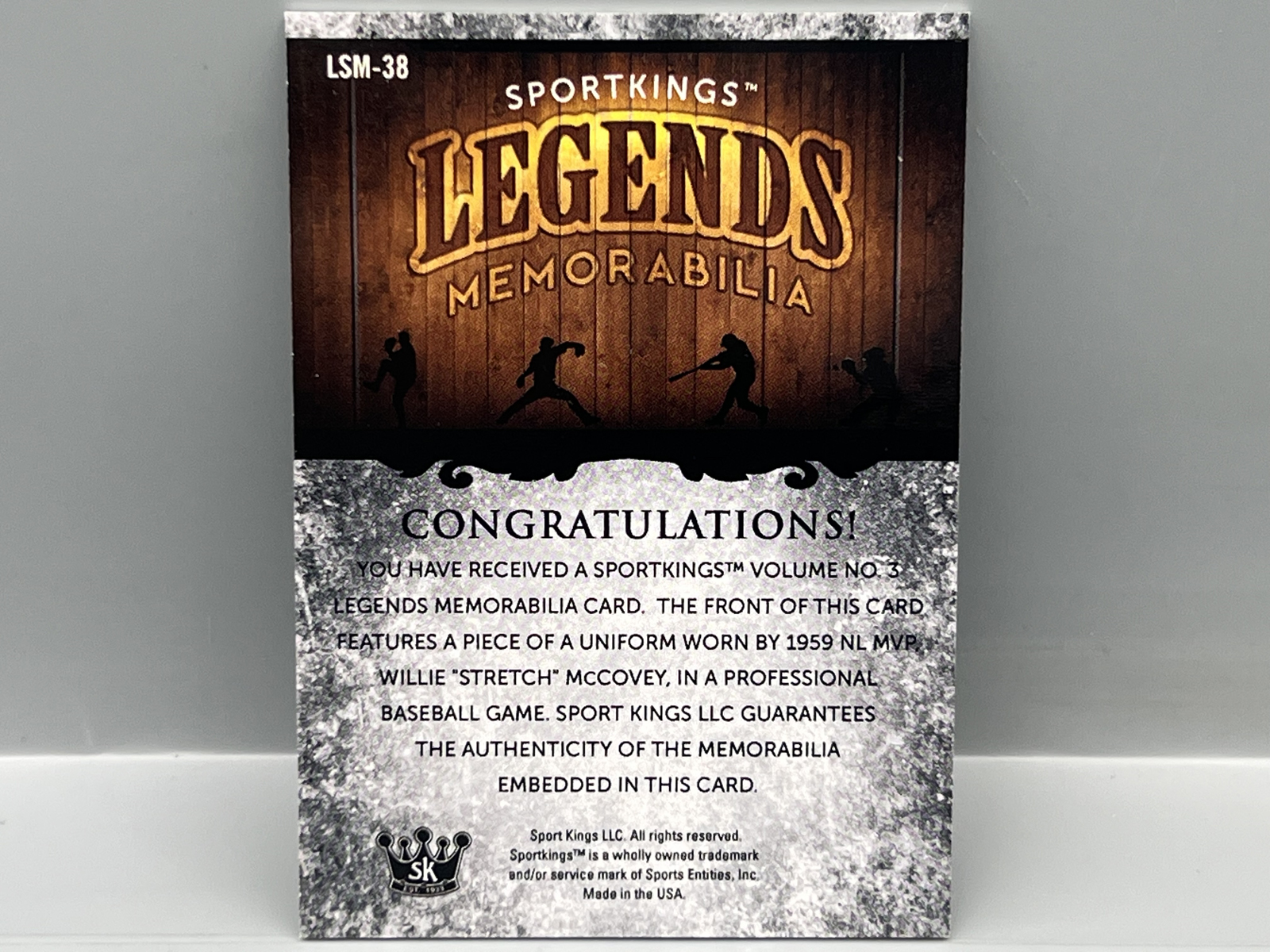 2022 SportKings Vol. #3 Willie McCovey Legends Game Worn Jersey Relic