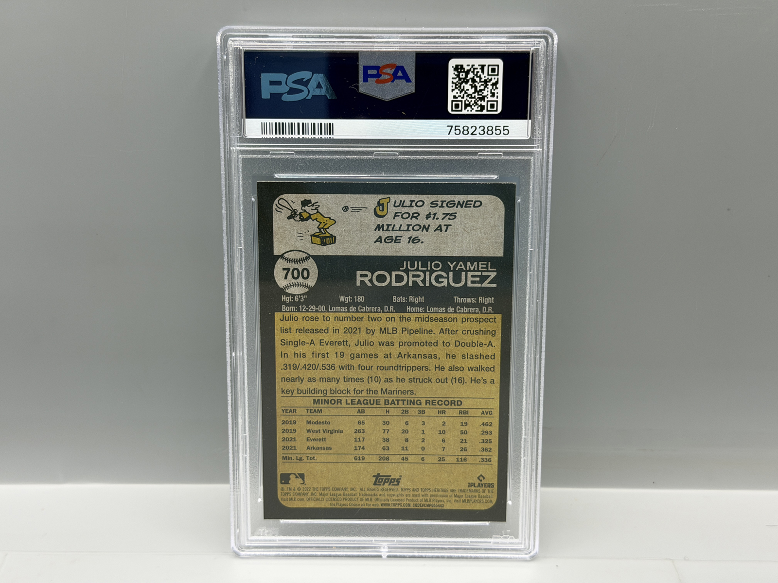 2022 Topps Heritage High Julio Rodriguez RC #700 PSA Gem Mint 10