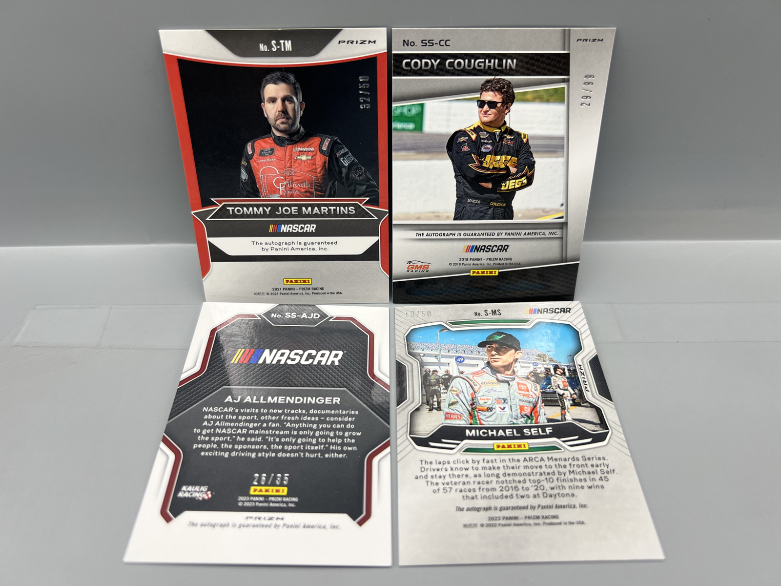 (4) Nascar Racing Pack Pulled Serial Numbered Auto Cards - AJ Allmendinger #/35