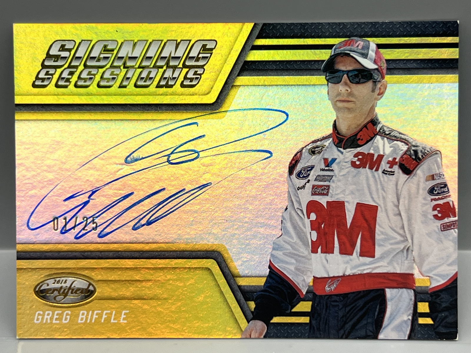 2018 Panini Certified Racing Greg Biffle Gold Signing Sessions Auto #01/25