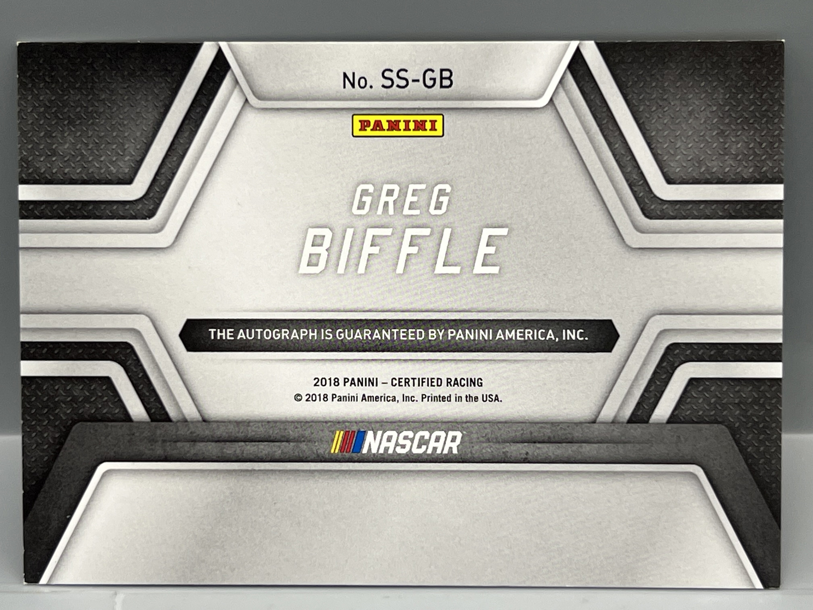 2018 Panini Certified Racing Greg Biffle Gold Signing Sessions Auto #01/25