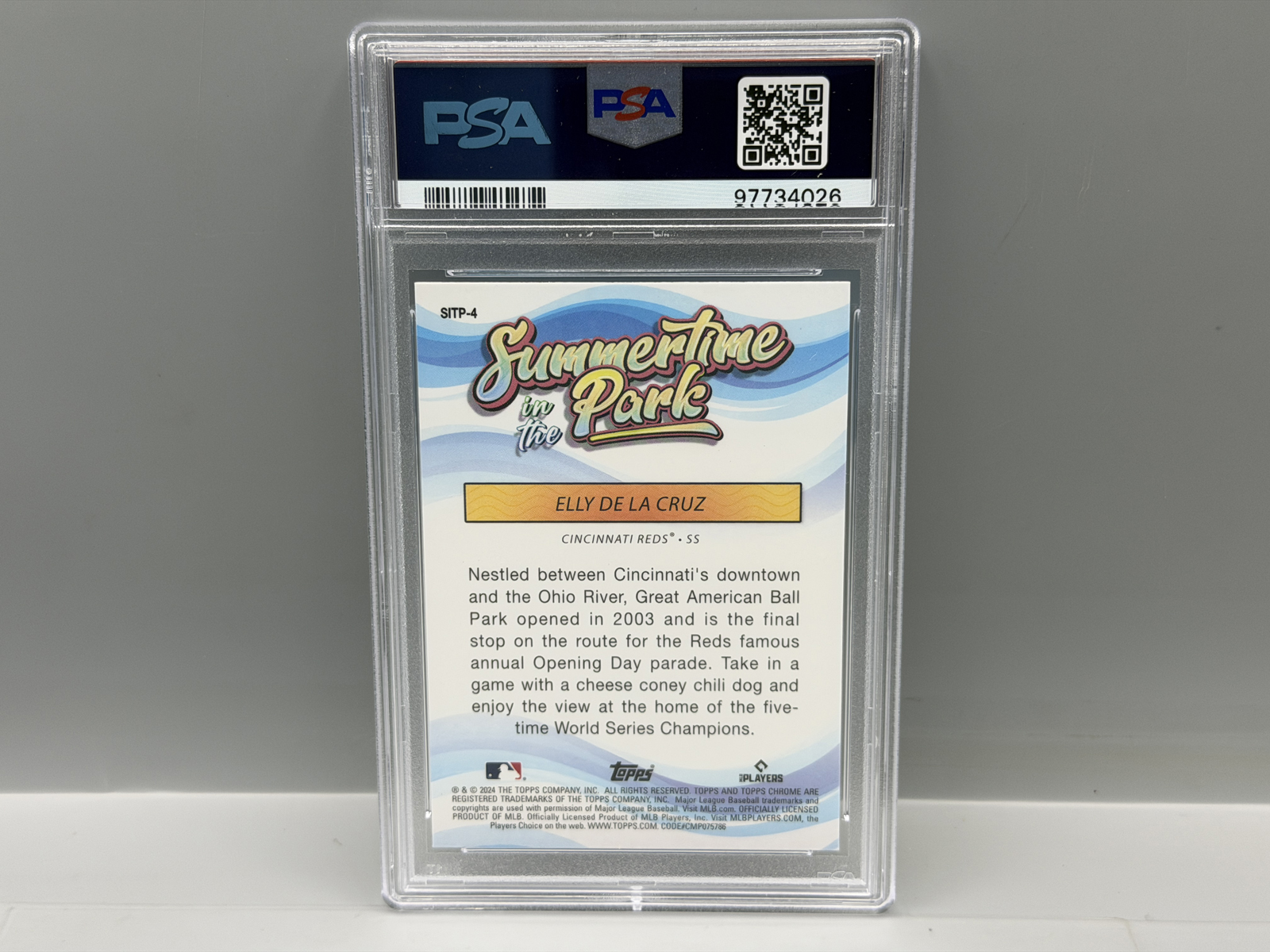 2024 Topps Chrome Elly De La Cruz Summertime in the Park Insert RC #4 PSA Gem Mint 10