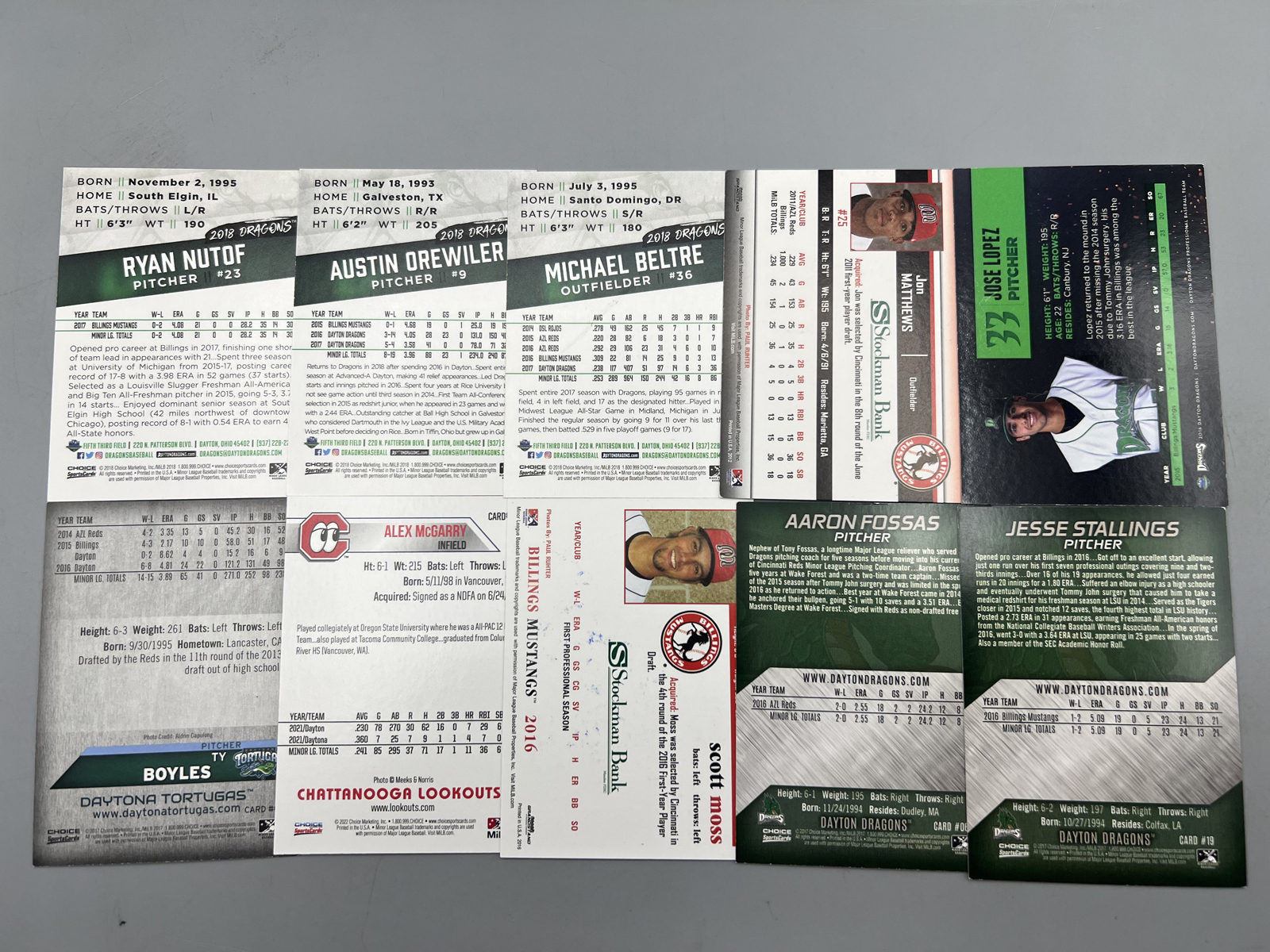 (10) Minor League Baseball In Person Auto Cards - No COAs