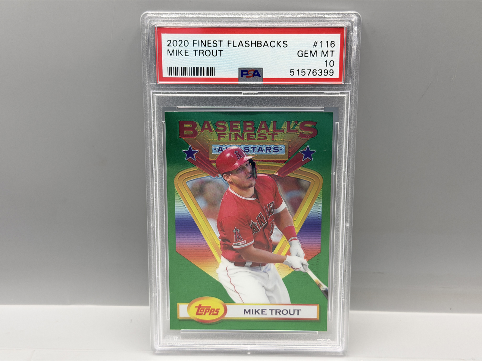 2020 Topps Finest Flashbacks Mike Trout #116 PSA Gem Mint 10