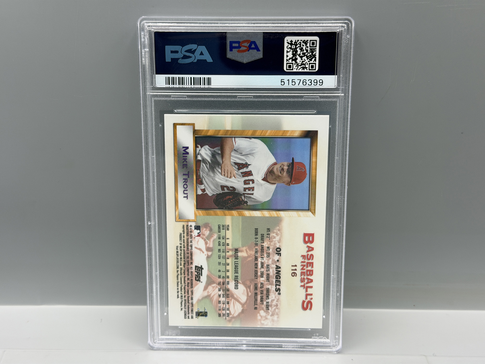 2020 Topps Finest Flashbacks Mike Trout #116 PSA Gem Mint 10