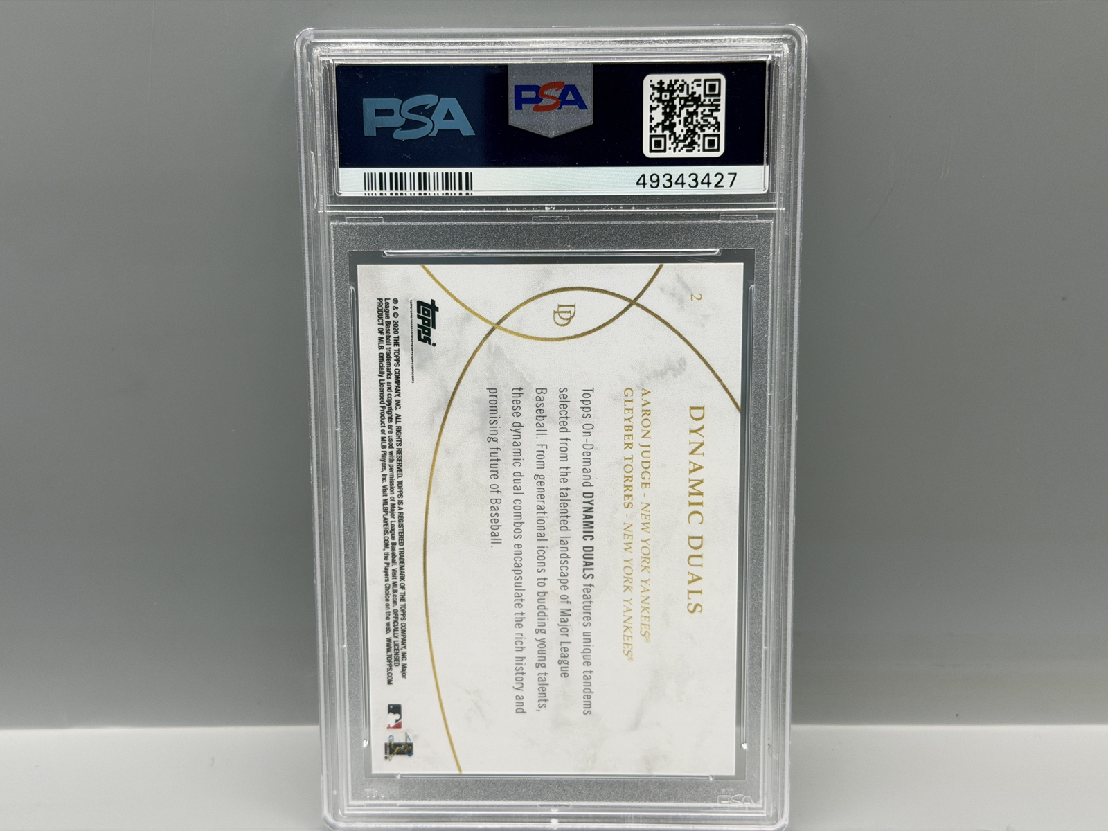 2020 Topps On Demand Dynamic Duals Aaron Judge/Gleyber Torres #2 PSA Gem Mint 10