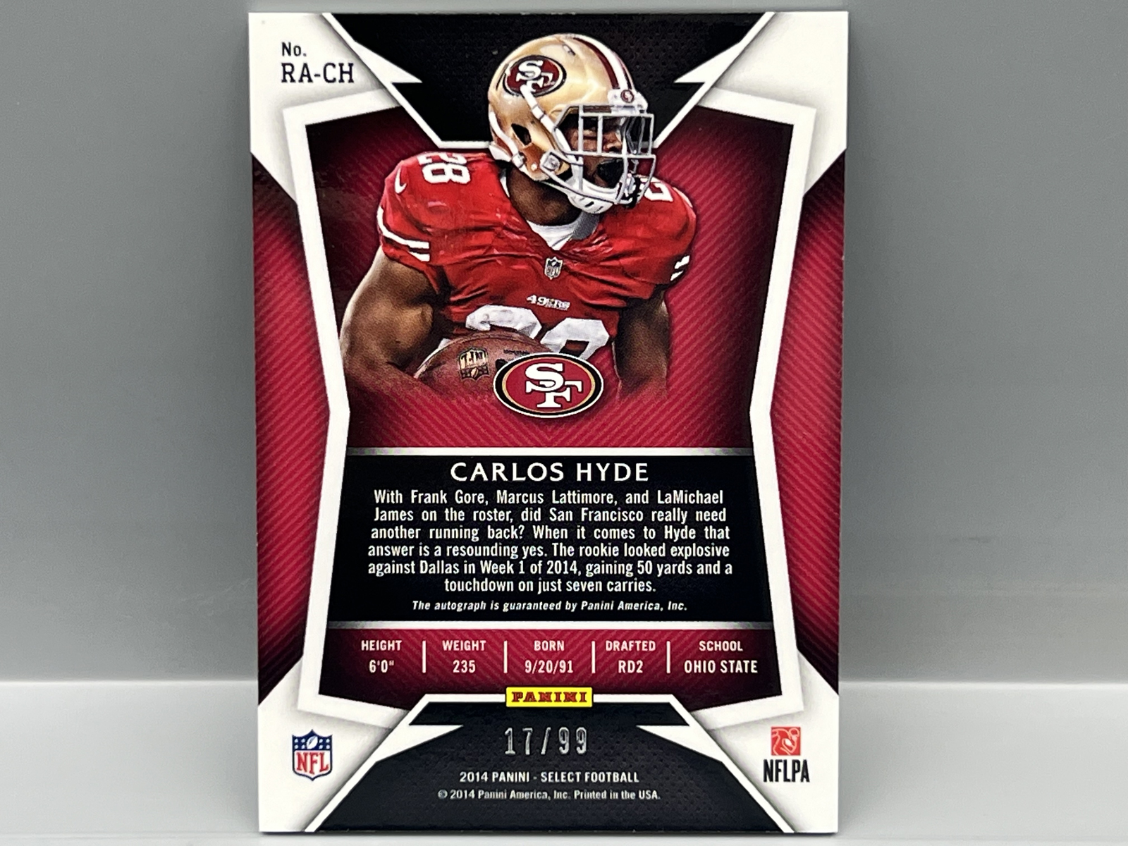 2014 Panini Select Carlos Hyde RC Auto #/99