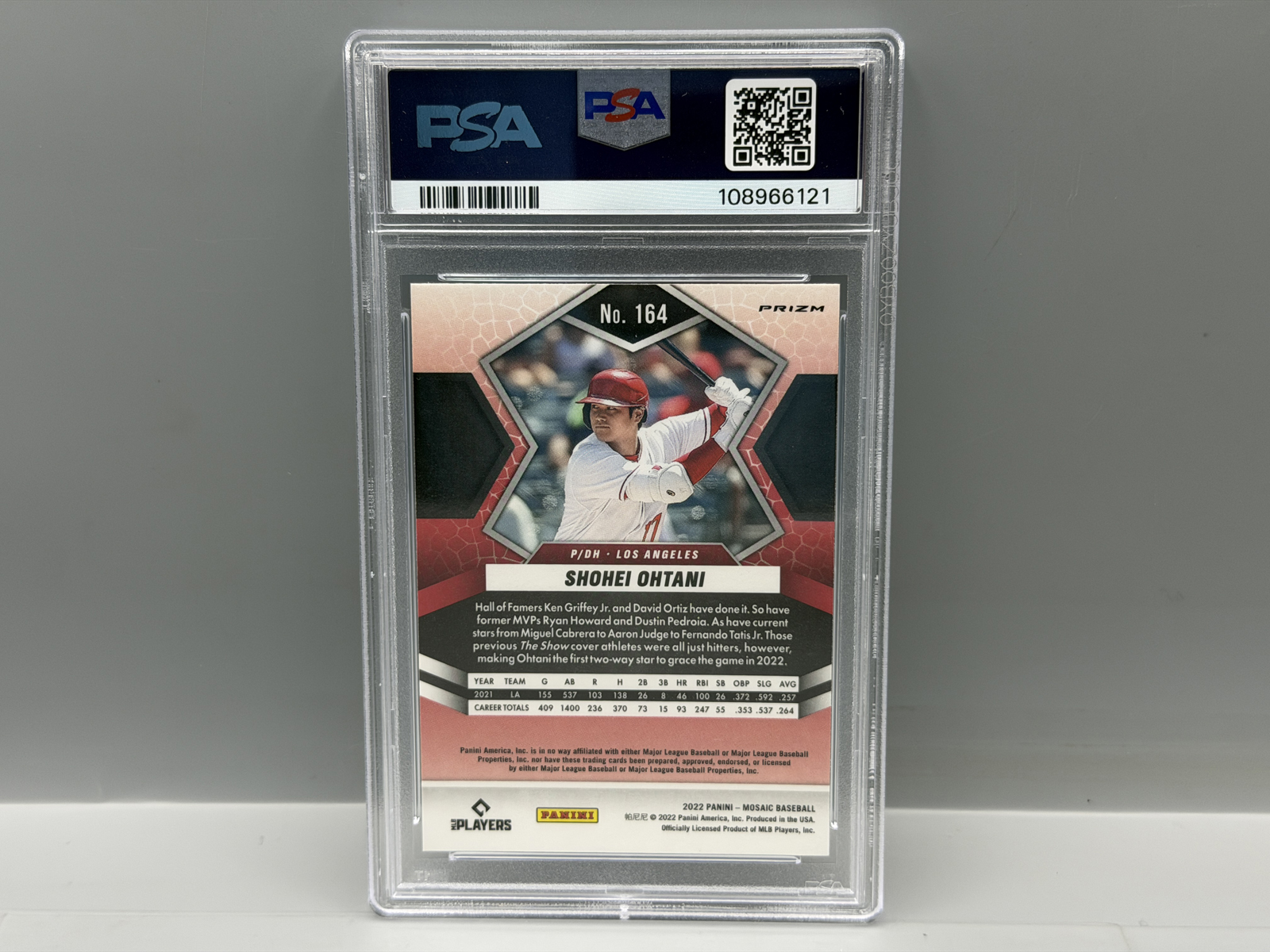 2022 Panini Mosaic Shohei Ohtani Prizm Refractor #164 PSA Gem Mint 10
